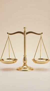 Golden balance scale on beige background conceptual legal justice
