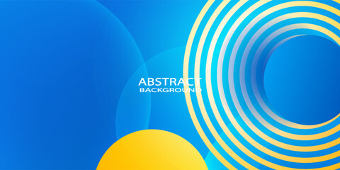 3D blue yellow abstract background overlap layer on bright space with circles effect decoration. Modern graphic design element cutout style concept for web banner, art, flyer, card, or brochure cover