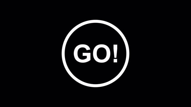 Bold white 321 GO! inside circle on transparent background, symbolizing start, race, and competition action. 4K video