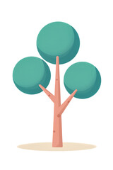 Stylized cartoon tree with rounded green leaves.