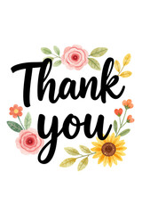 Thank you text with floral decoration