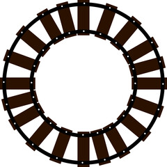 round frame illustration of train tracks