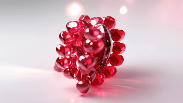 Love jewel crystal heart gem romance passion 3d render red heart crystal gem shiny faceted jewel romantic sparkle decoration background concept art