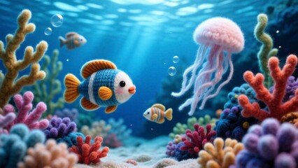 Obraz premium Colorful Underwater Scene with Marine Life