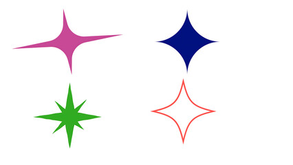 Obraz premium Colorful Star Sparkle Icons Set Minimal Abstract Shapes