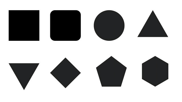 Basic Black Geometric Shape Icons Set on White Background