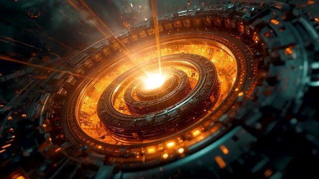 Molten Orange Energy Vortex Core Golden Ring Fusion Explosion Cosmic Portal