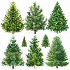 Vector Christmas Trees Collection - Festive Green Pine & Fir Illustrations