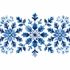 Blue Watercolor Snowflake Vector Border Illustration - A Decorative Design Element