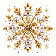 Golden Snowflake Vector Illustration With Winter Theme