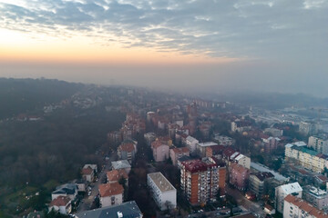 Obraz premium Belgrade, Serbia - December 20, 2025: Karaburma settlement in Belgrade photographed from a drone