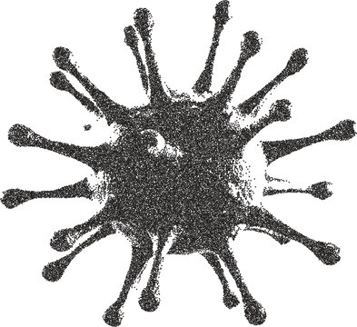 Virus vintage y2k stipple art, microbe halftone stipple brutalist retro vector png with transparent background, infection 2000s aesthetic photocopy effect tattoo