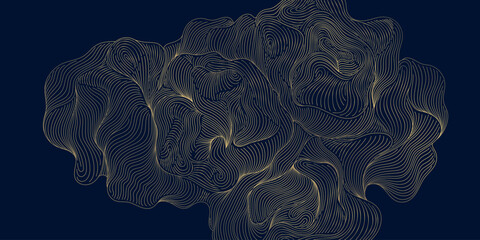 Vector line oriental cloud illustration, luxury golden japanese abstract pattern. Chinese style vintage wave background, art deco ornament poster, shape.