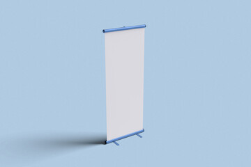 roll up banner for mockup with blue background