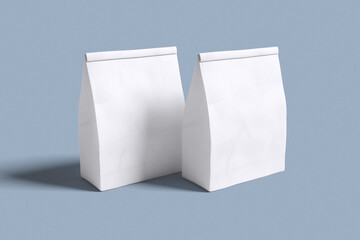 Takeaway Paper bag for mockup with blue background