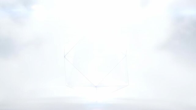 Extreme slow motion shot of a perfectly smooth white geometric form dissolving and fading into a clean, bright blank screen highspeed, abstract, void