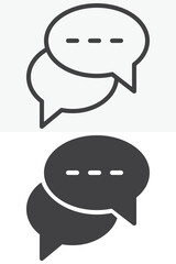 Speech bubbles chat line and solid vector icon set