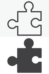 Puzzle piece line and solid vector icon set