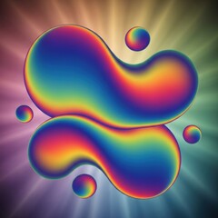 Vivid Abstract Colorful Fluid Shapes with Rainbow Gradient and Glow.