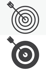 Target with arrow line and solid vector icon set