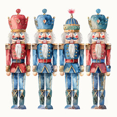 Watercolor Nutcracker Vector Illustration Collection - Festive Holiday Decor