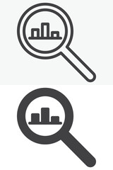 Search analytics graph line and solid vector icon set