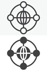 Global network internet line and solid vector icon set