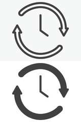 Clock arrows refresh line and solid vector icon set