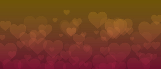 Abstract hearts in warm gradient background. valentine background