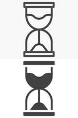 Hourglass time management line and solid vector icon set