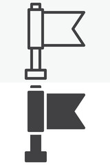 Flag goal marker line and solid vector icon set