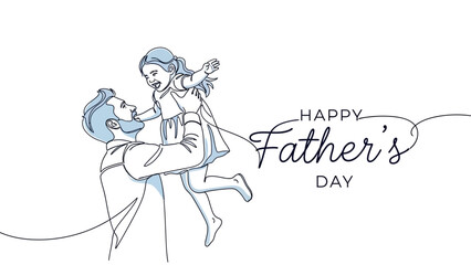 Joyful Father's Day illustration a dad lifts his daughter in the air in a loving embrace, celebrating family bonds