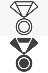 Medal award achievement line and solid vector icon set