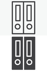 Office binders files line and solid vector icon set