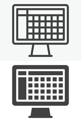 Computer monitor folders line and solid vector icon set