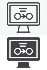 Computer data transfer line and solid vector icon set