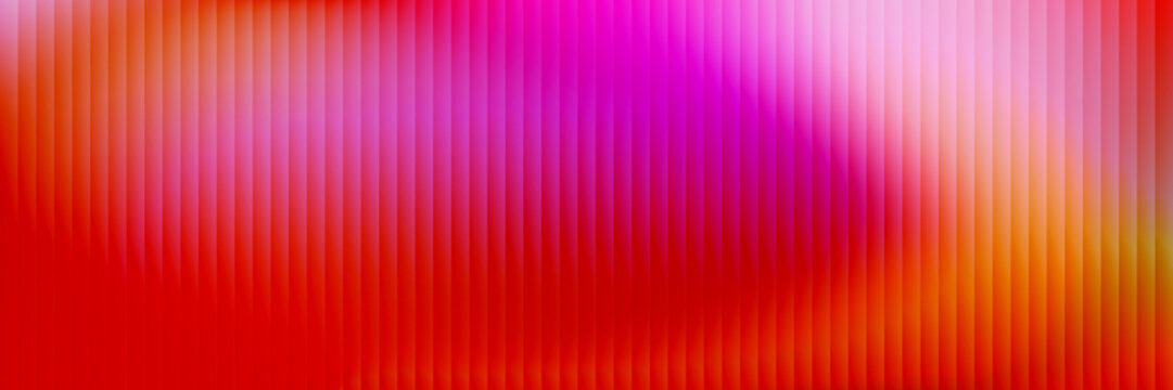 Valentine's day holographic backdrop. Red love bg. Ribbed glass effect background. Reeded polycarbonate plastic wall. Pink iridescent gradient pattern. Neon light glow. Abstract corrugated fluted wall