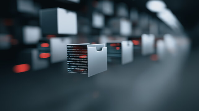 An abstract visual of data-filled file folders representing the digital landscape, a modern, technical, and data-driven concept. - Powered by Adobe