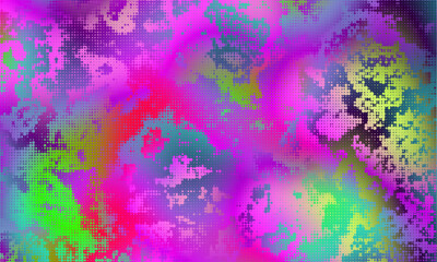 Vector halftone psychedelic rainbow ridged topological map pattern background texture. Trippy hippy abstract dopamine dressing style fashion motif. Bright colorful