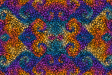 Trencadis wall texture. Bright abstract mosaic seamless pattern. Vector background. Endless texture. Ceramic tile fragments.