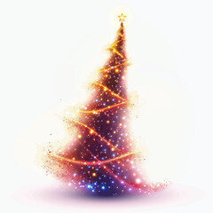 Abstract Glowing Christmas Tree Vector Illustration with Sparkles