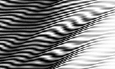 This abstract black and white pattern features wavy lines and gradients, creating a dynamic aesthetic. It blends contemporary style with