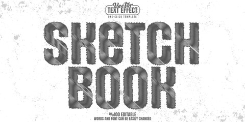 Sketch editable text effect, customizable drawing and outline 3d font style