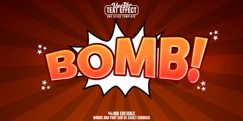 Bomb editable text effect, customizable comic and book 3d font style