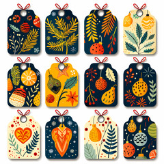 Charming Vector Christmas Gift Tags with Festive Holiday Designs and Winter Elements