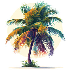 Tropical Palm Tree Vector Illustration - Vibrant Colors and Sunny Day