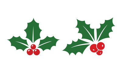 Holly berry clipart or Christmas border clipart with holly berries, leaves, mistletoe, vector, icon for wreath, frame, corner, border, gift tags, greeting card, banner, isolated vector illustration. © MONIKA RANI