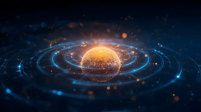 A glowing blue planet near a bright sun surrounded by swirling stars and cosmic light in deep space.