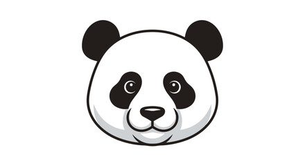 Obraz premium Cute panda bear face illustration with friendly eyes and black and white features set against a clean white background.