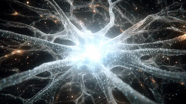 Glowing neuron neural network brain cell synapse abstract science bioluminescent neural pathway nervous system cortex neuroscience neuron nerve synapse network brain science biology connection